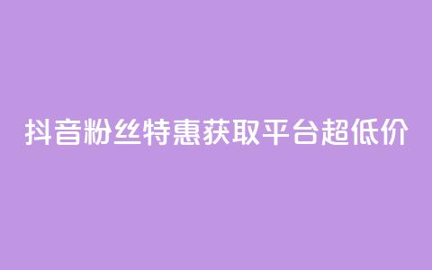 抖音粉丝特惠获取平台【超低价】 第1张 抖音粉丝特惠获取平台【超低价】 第1张